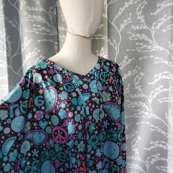 Colorful House Women Hippie Poncho Adult 60s Cosplay Costume - Picture 2 of 6